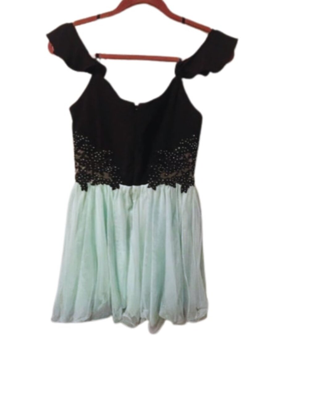 Blondie Nites by Stacy Sklar black and mint green semi-formal ballerina SZ 9